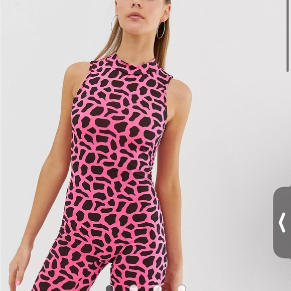 ASOS | Other | Fashionkilla High Neck Cropped Unitard In Neon Pink ...